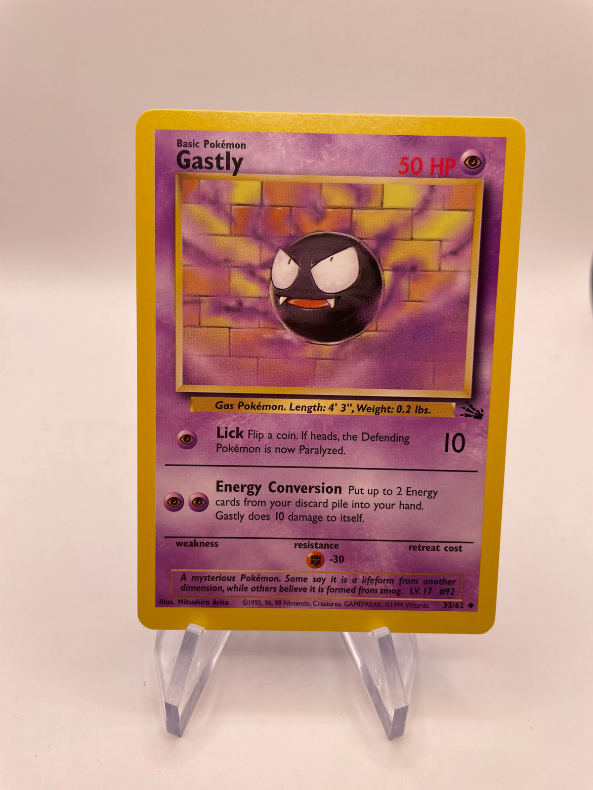 Pokemon Karte Gastly 33/62 Fossil Englisch