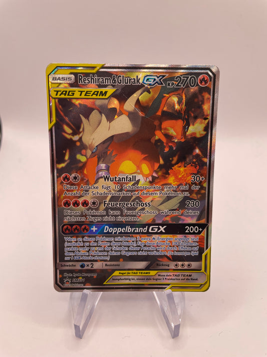 Pokemon Karte GX Tag Team Promo Reshiram & Glurak SM201 Deutsch
