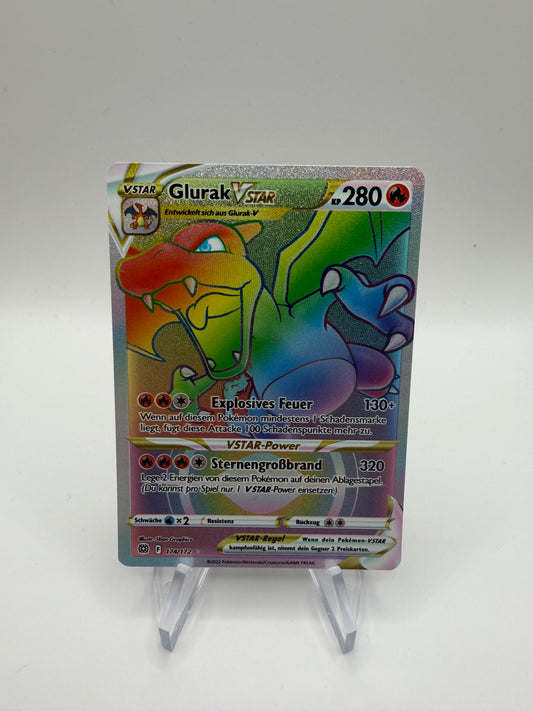 Pokemon Karte Vstar Rainbow Glurak 174/172 Deutsch