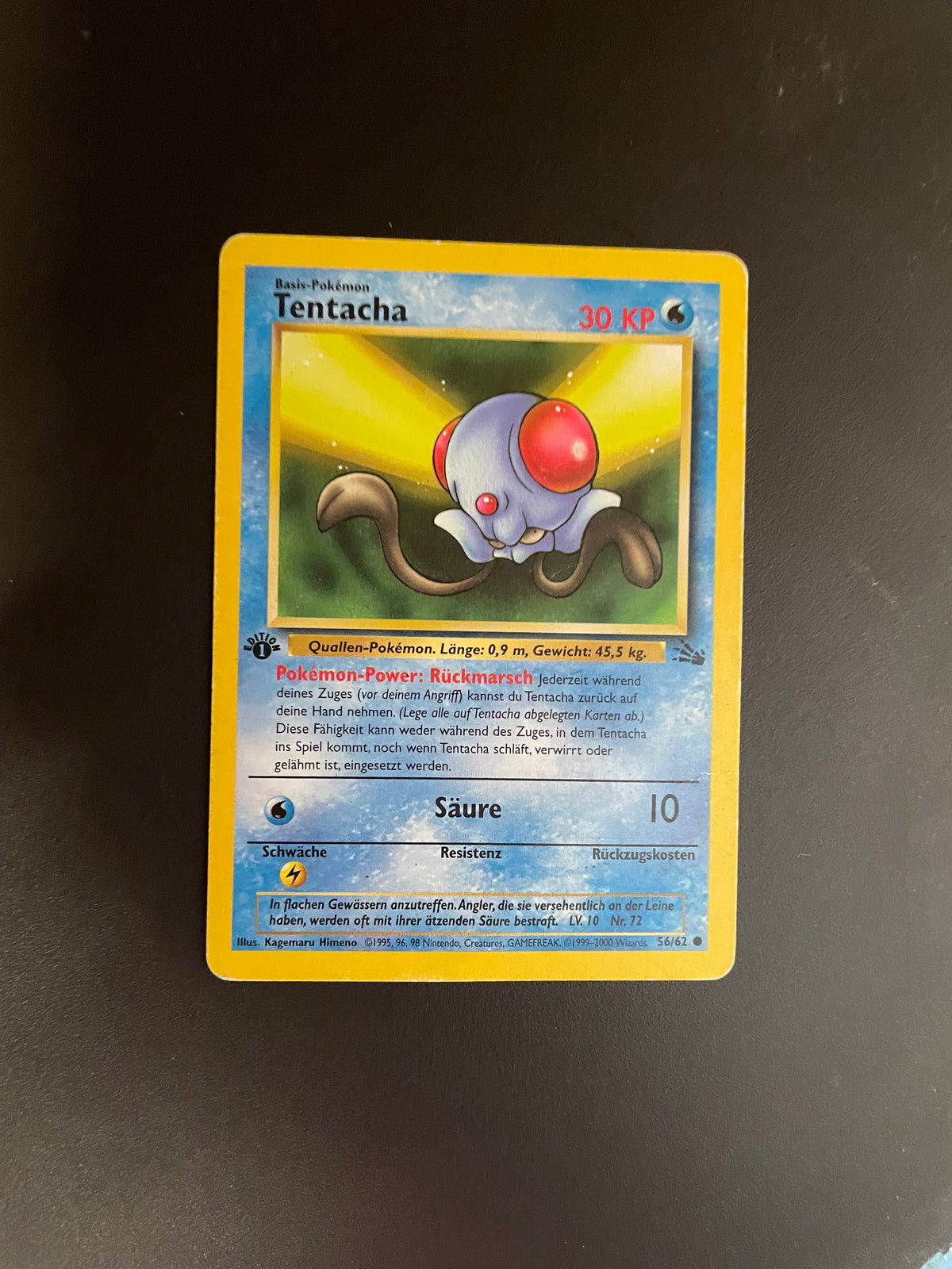 Pokemon Kart 1.Edition Fossil Tentacha 56/62 Deutsch