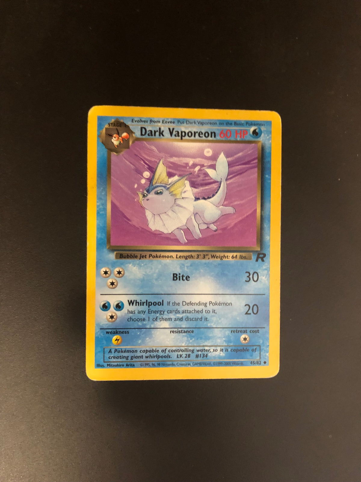 Pokemon Karte Rocket Dunkles Aquana 45/82 Englisch