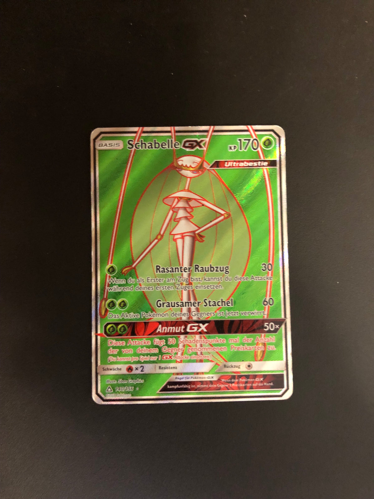 Pokemon Karte GX Fullart Schabelle 140/156 Deutsch