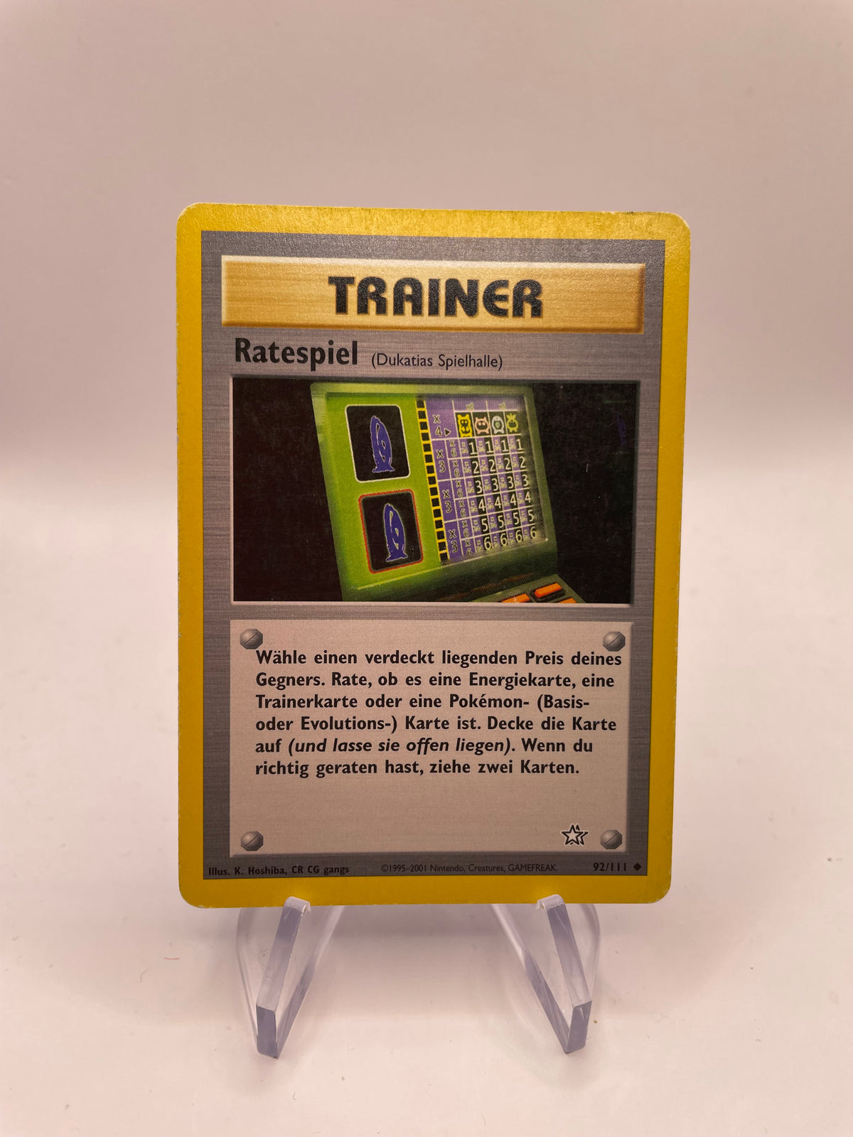 Pokemon Karte Neo Genesis Trainer Ratespiel 92/111 Deutsch