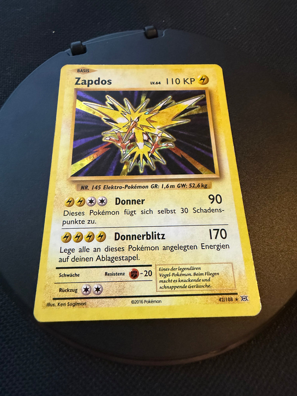 Pokemon Karte Holo Zapdos 42/108 Deutsch