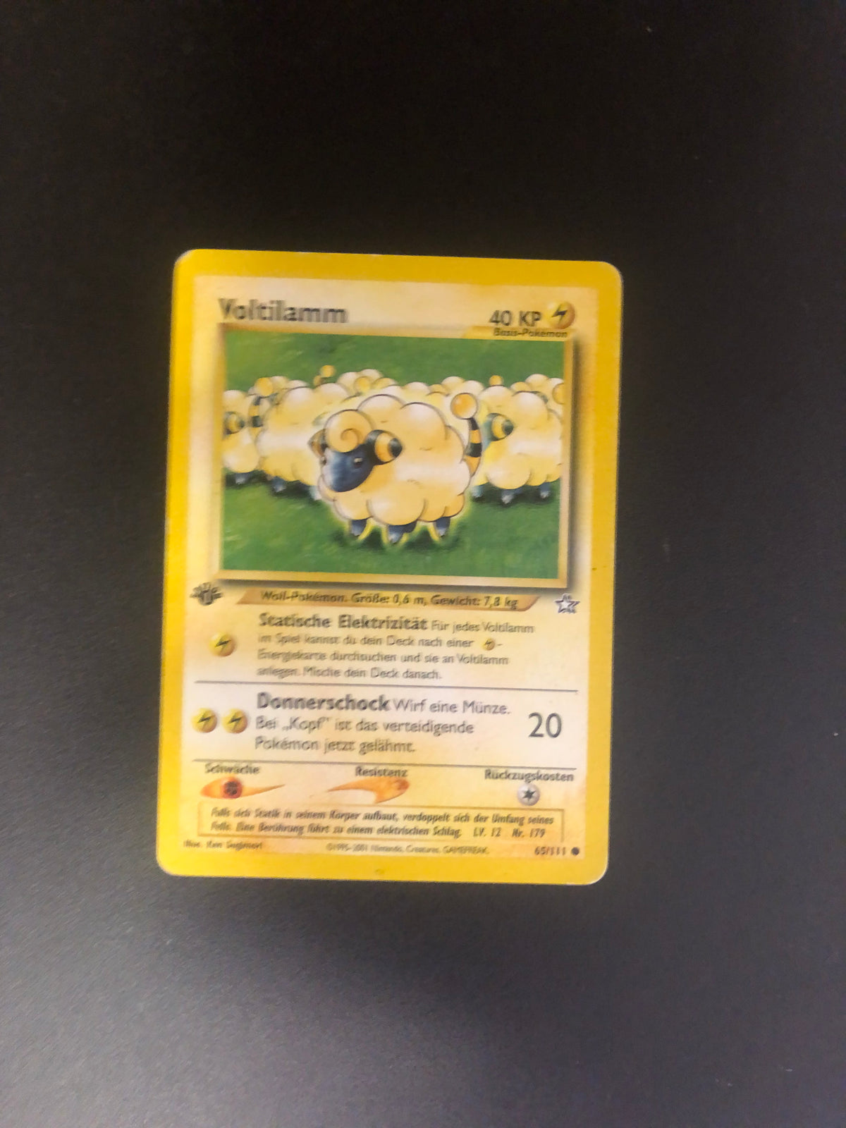 Pokemon Karte 1.Edition Voltilamm 65/111 Deutsch