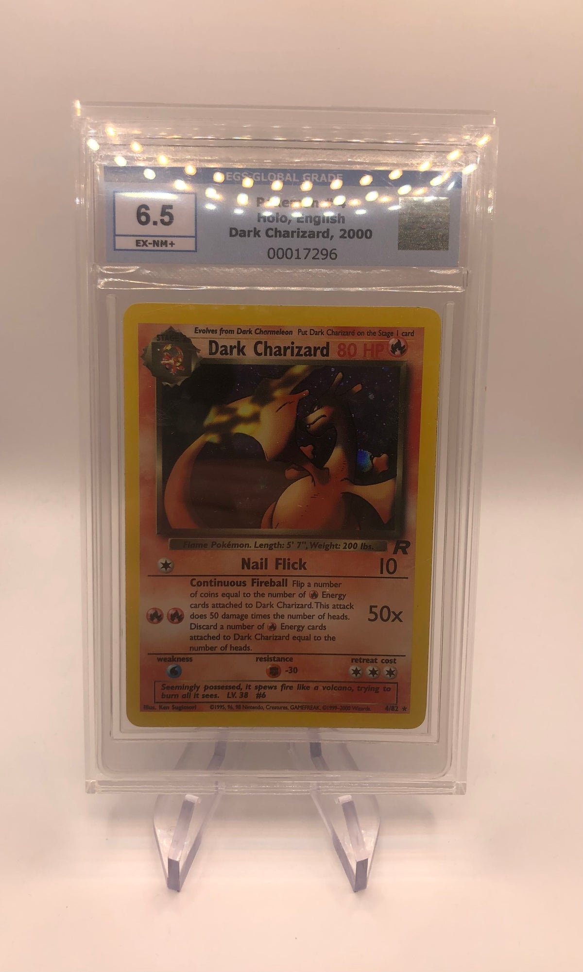 Pokemon Karten Holo EGS 6,5 Holo Dunkles Glurak 4/82 Englisch