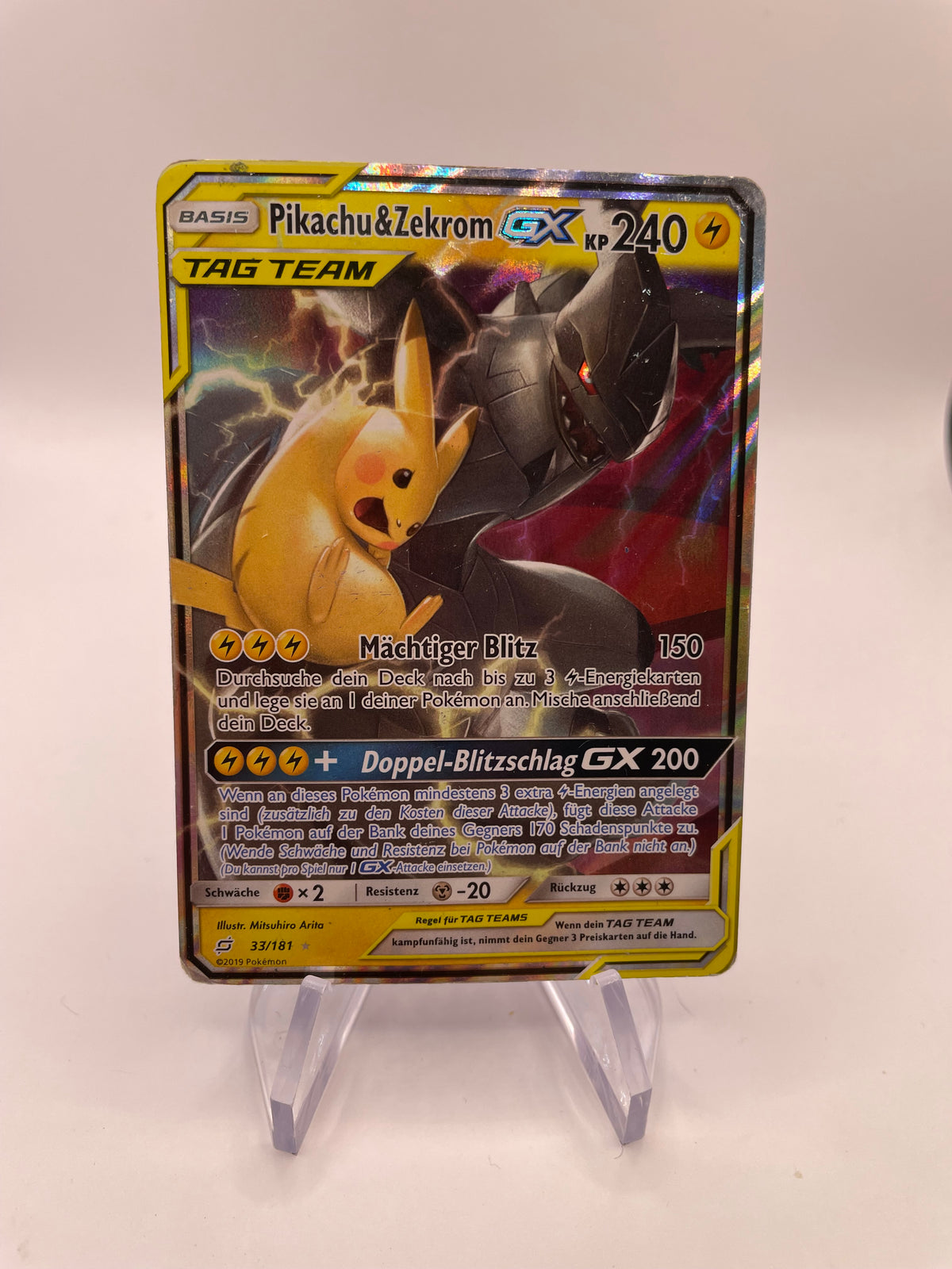Pokemon Karte Pikachu & Zekrom GX Tagteam  33/181 Deutsch