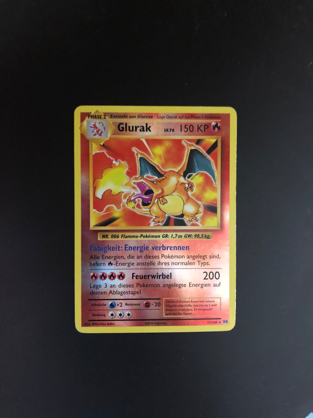 Pokemon Karte Revers Glurak 11/108 Deutsch