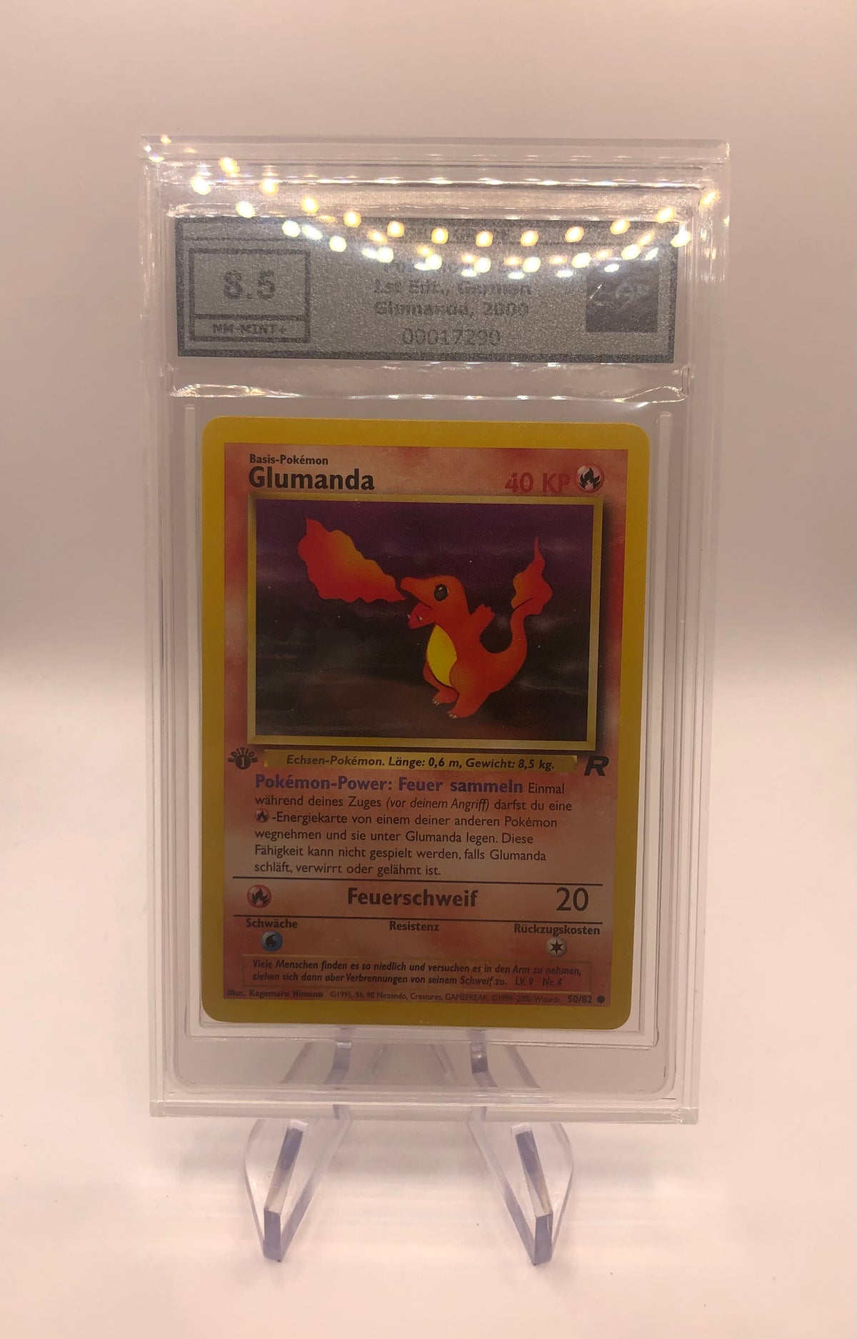 Pokemon Karten EGS 8,5 Glumanda 1st Edition 50/82 Deutsch