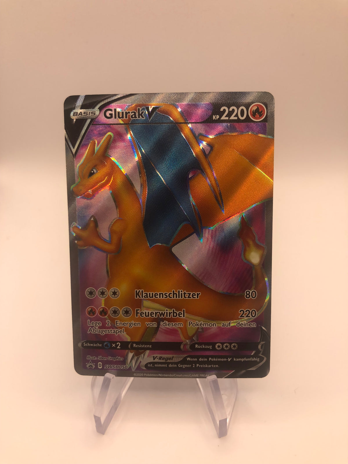 Pokemon Karte V Fullart Glurak SWSH50 Deutsch