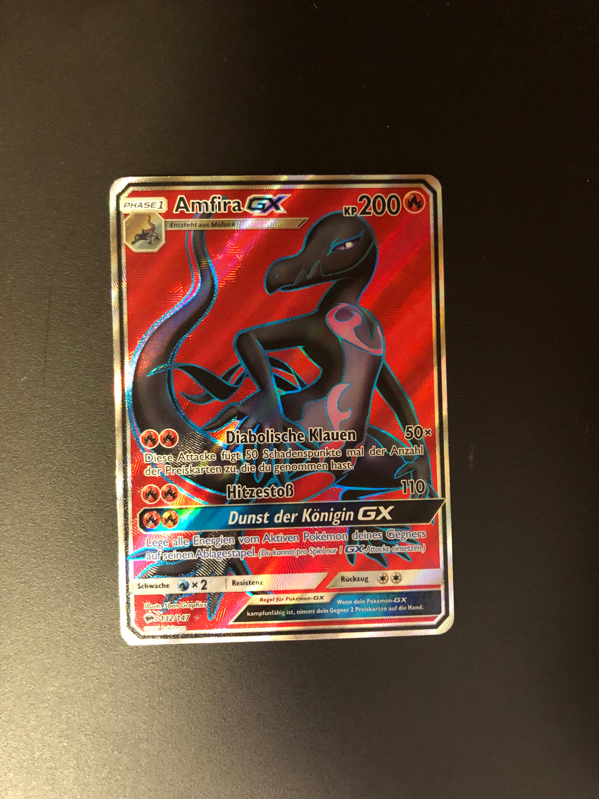 Pokemon Karte GX Fullart Amfira 132/147 Deutsch
