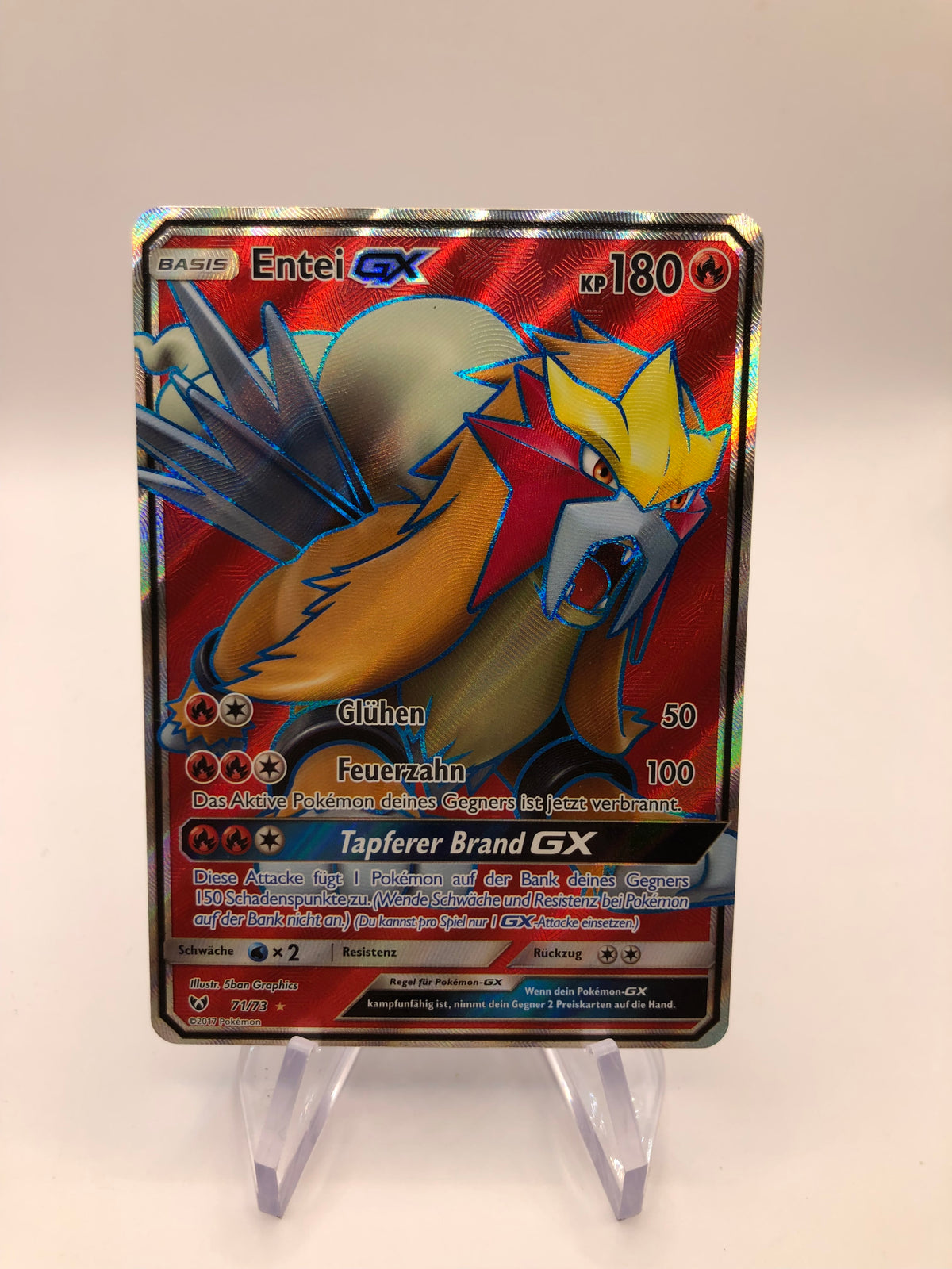 Pokemon Karte GX Fullart Entei 71/73 Deutsch