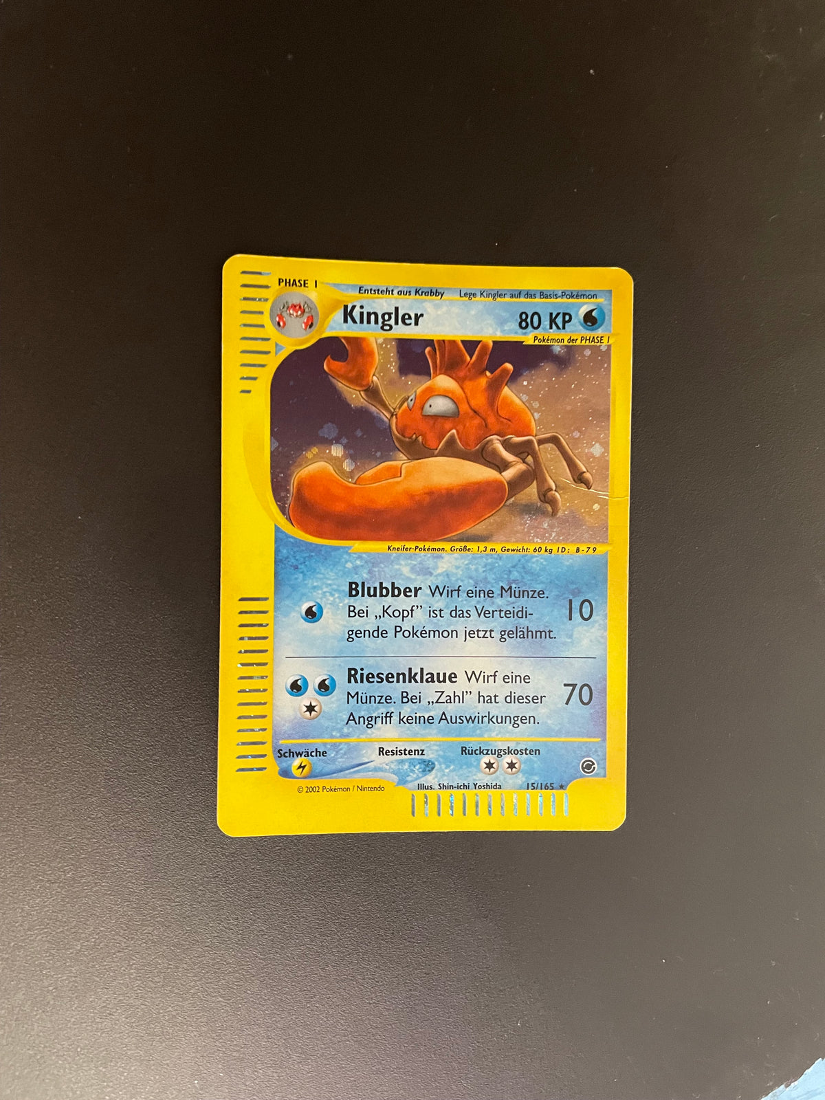 Pokemon Karte E-Serie Holo Kingler 15/165 Deutsch