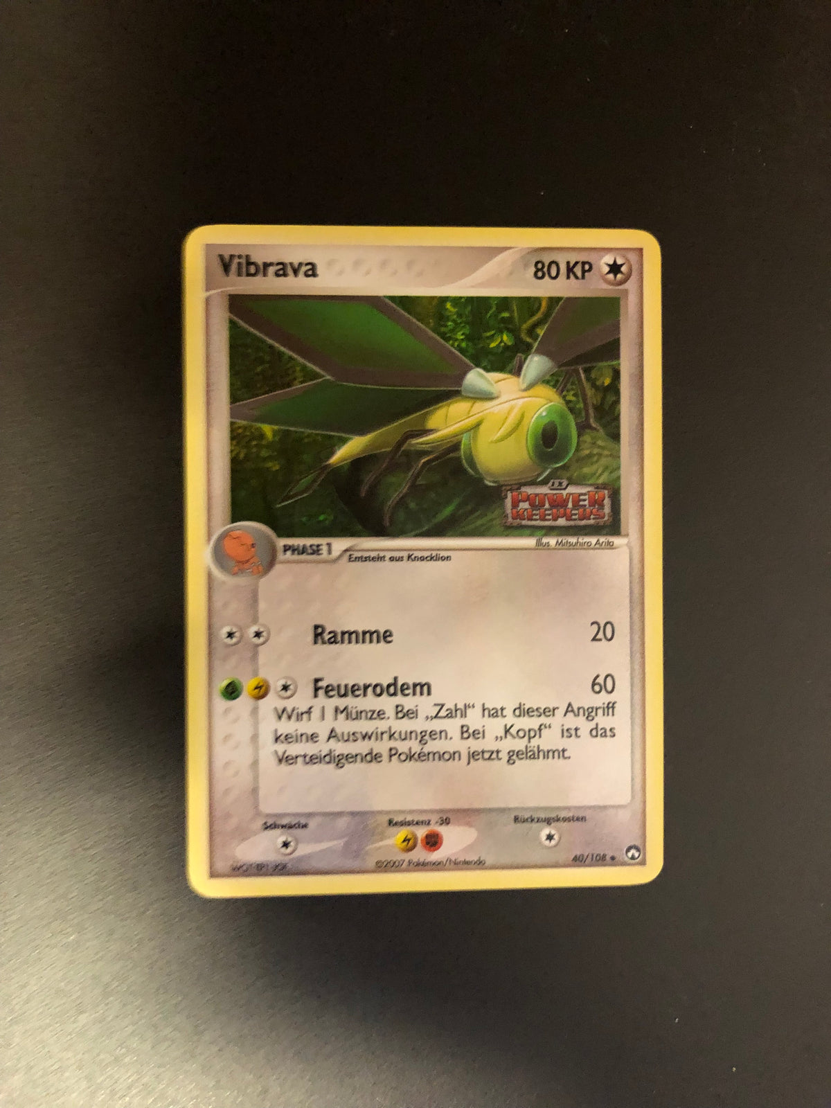 Pokemon Karte Revers Stamp Vibrava 40/108 Deutsch