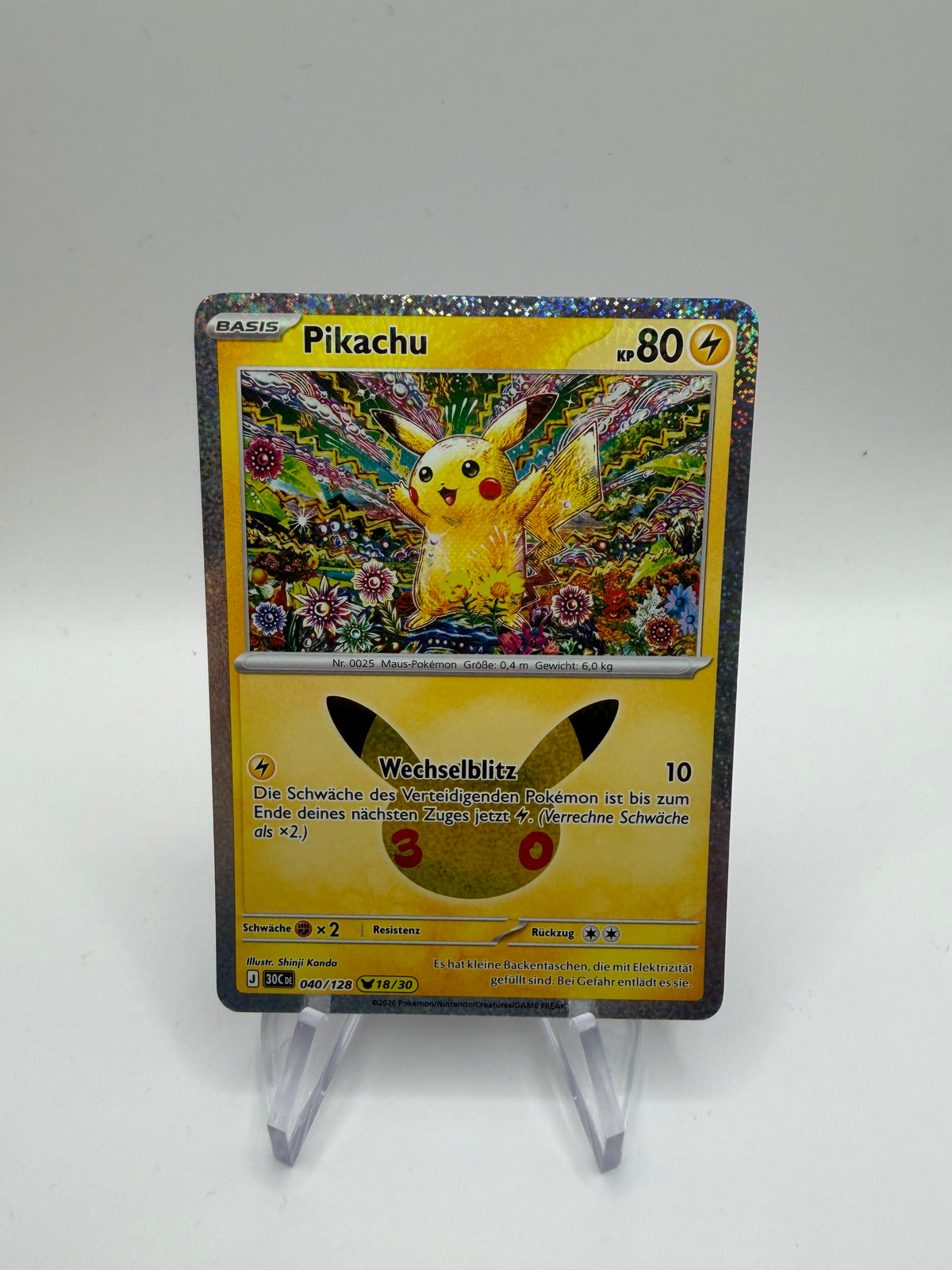 Pokemo Karte 30 Jahre Pikachu 40/128 Deutsch