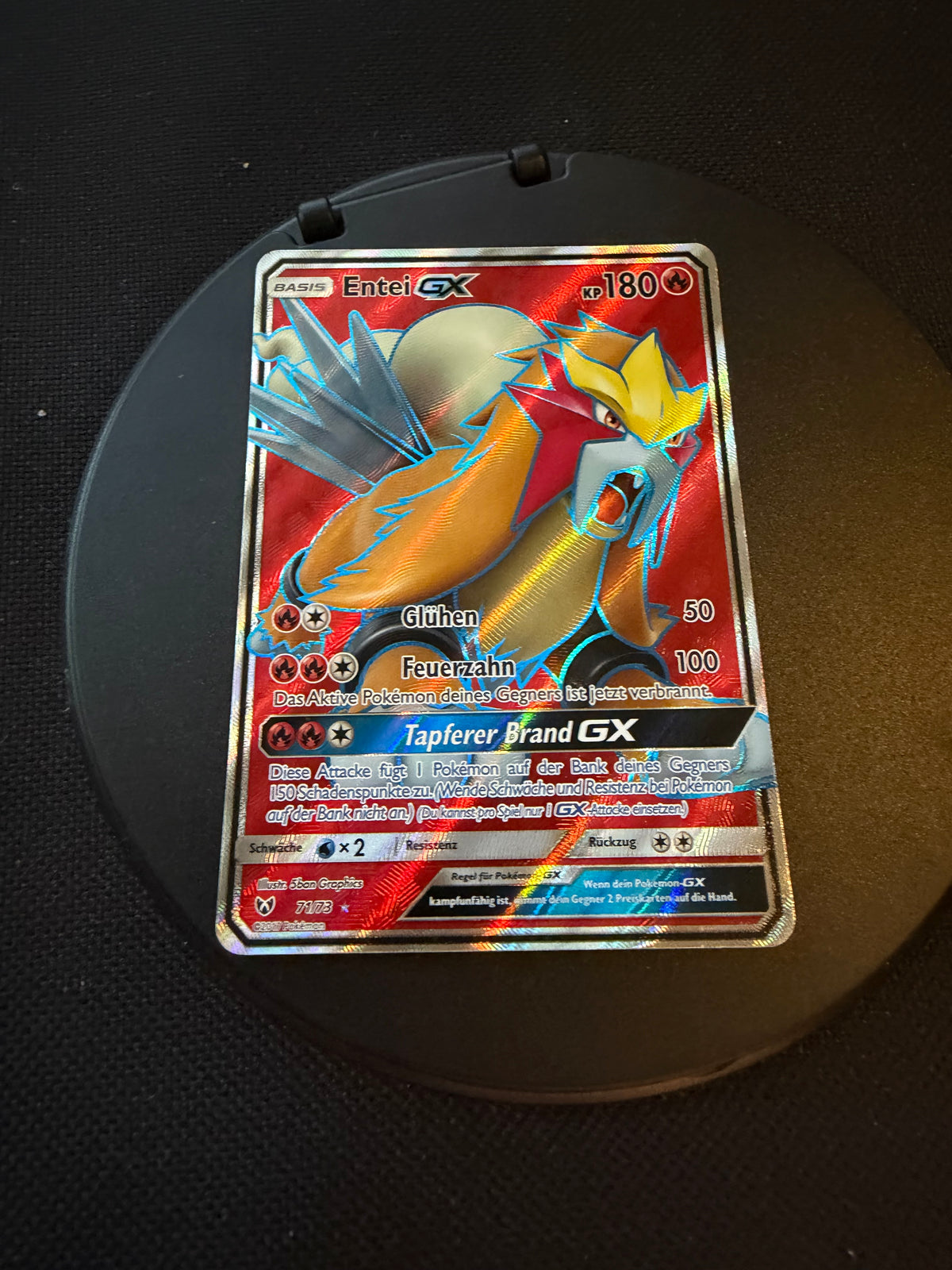 Pokemon Karte GX Fullart Entei 71/73 Deutsch