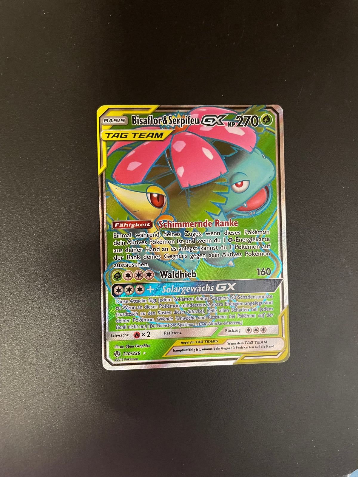 Pokemon Karte GX Tag Team Bisaflor & Serpifeu 210/236 Deutsch