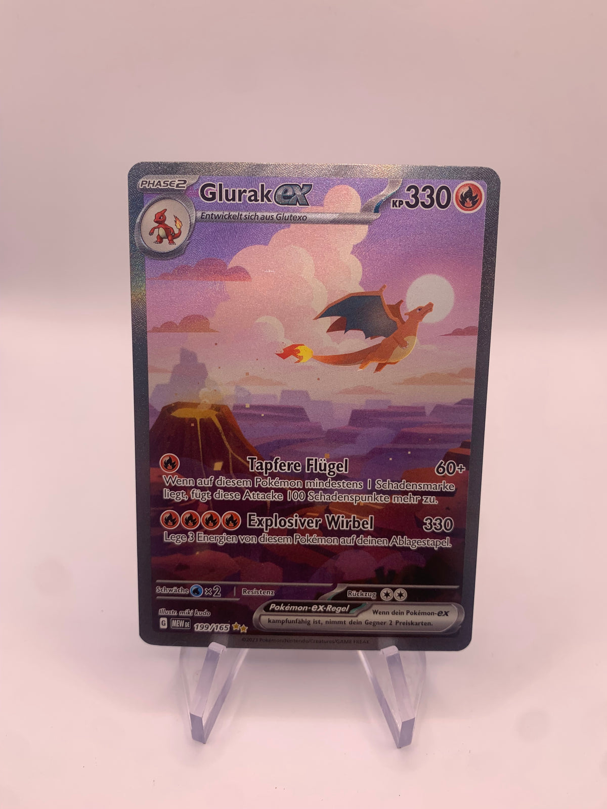 Pokemon Karte EX Alt-Art Glurak 199/165 Deutsch