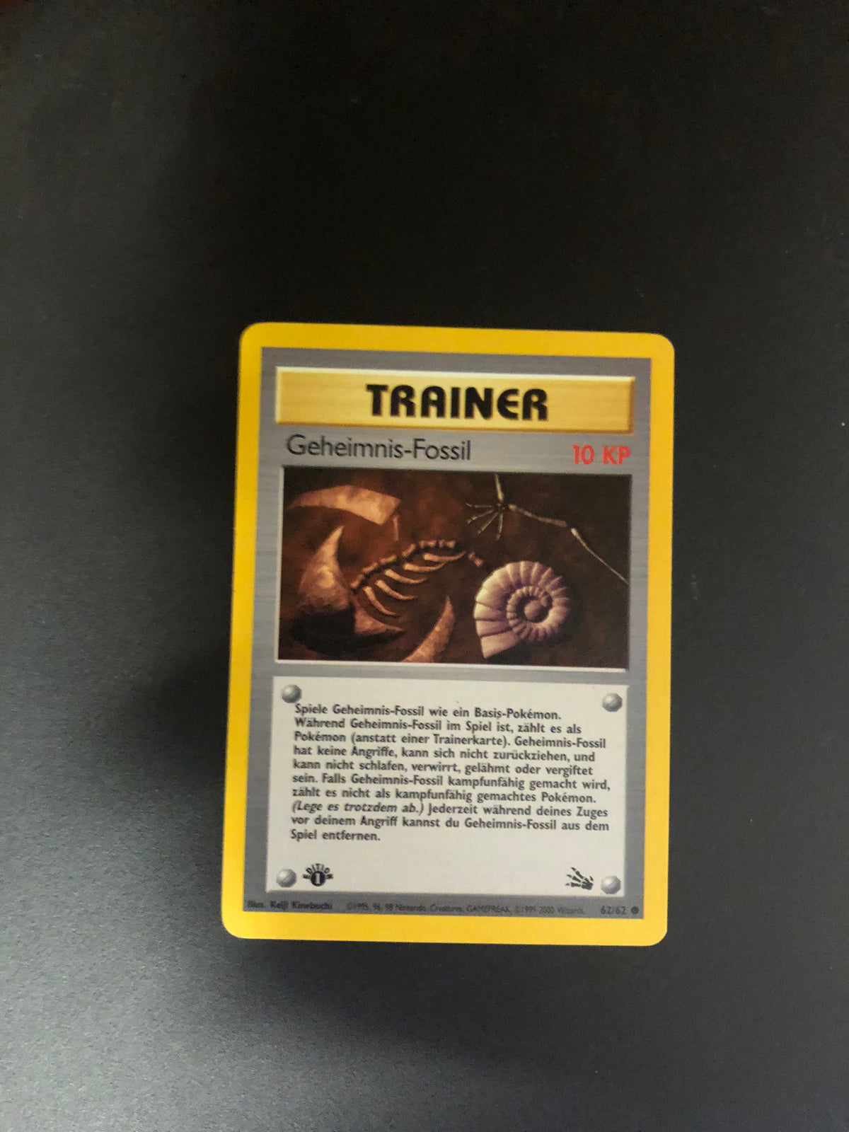 Pokemon Karte Fossil 1.Edition Trainer Geheimnis-Fossil 62/62 Deutsch