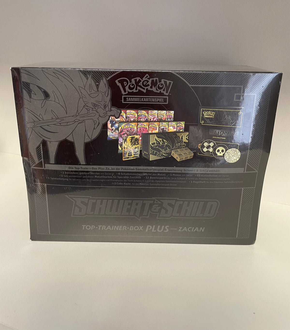 Pokemon OVP Top Trainer Box Plus Zacian Deutsch