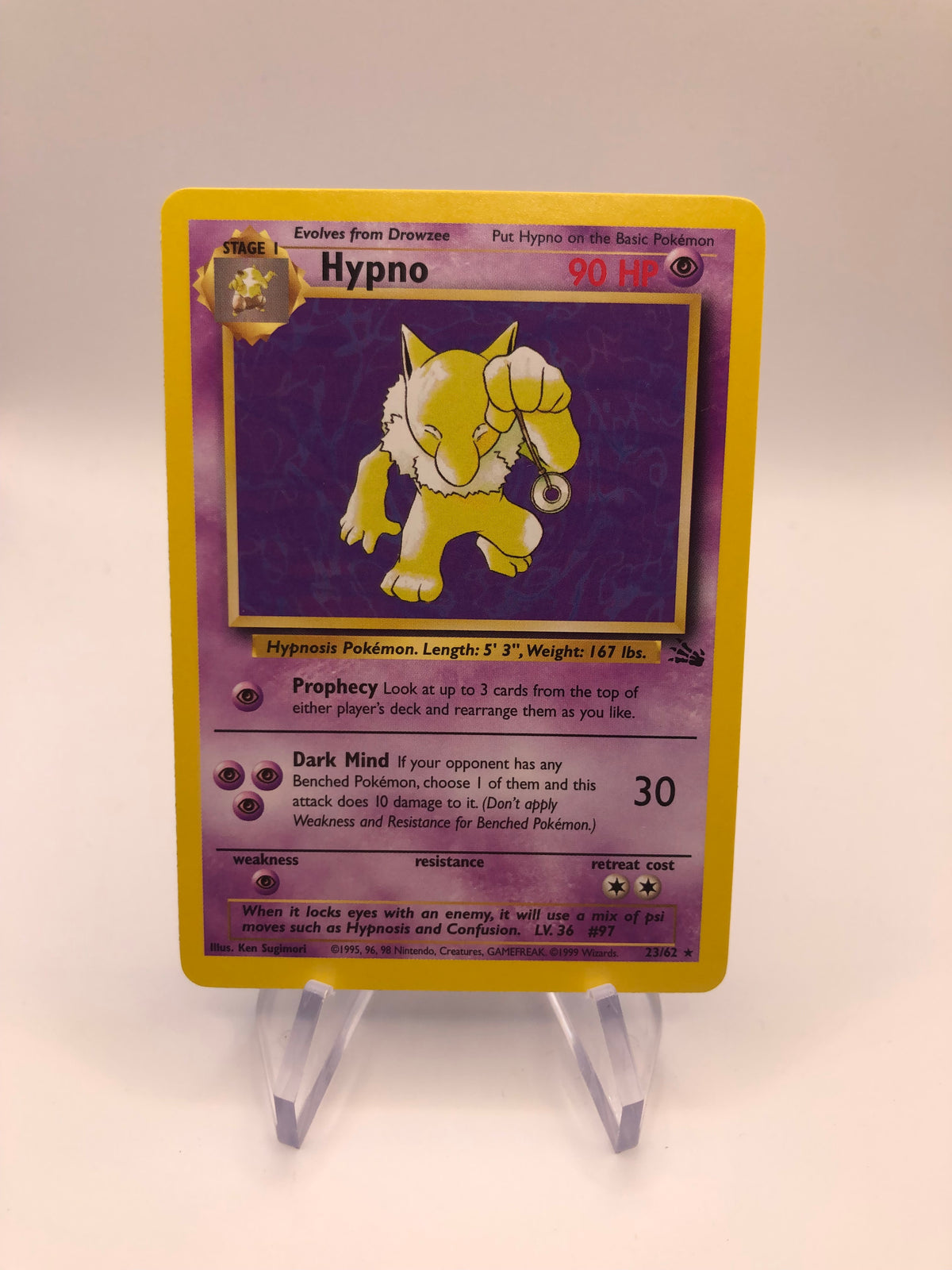 Pokemon Karte Fossil Hypno 23/62 Englisch