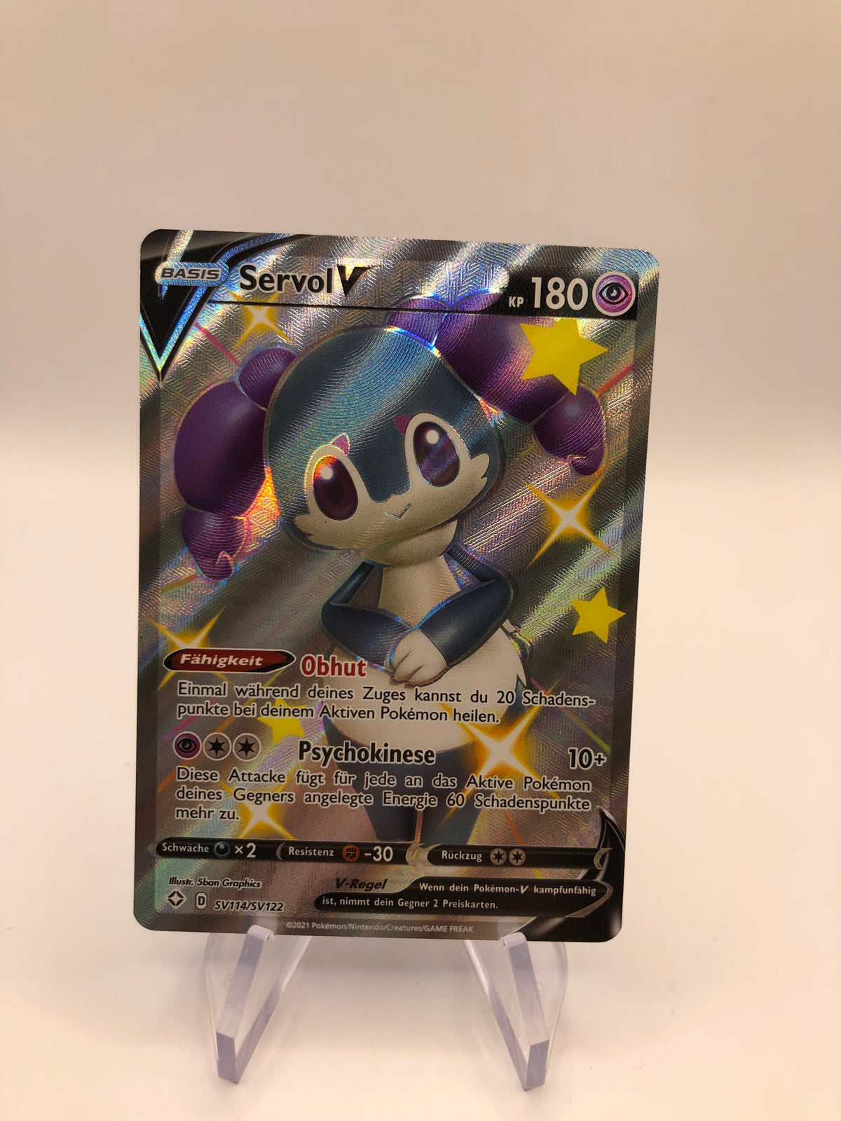 Pokemon Karte V Shiny Servol SV114/SV122 Deutsch