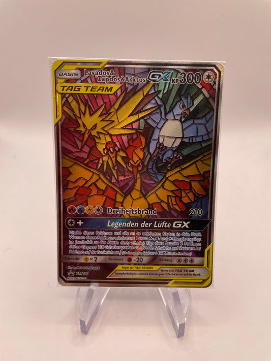 Pokemon Karte GX Tag Team Promo Lavados&Zapdos&Arktos SM210 Deutsch
