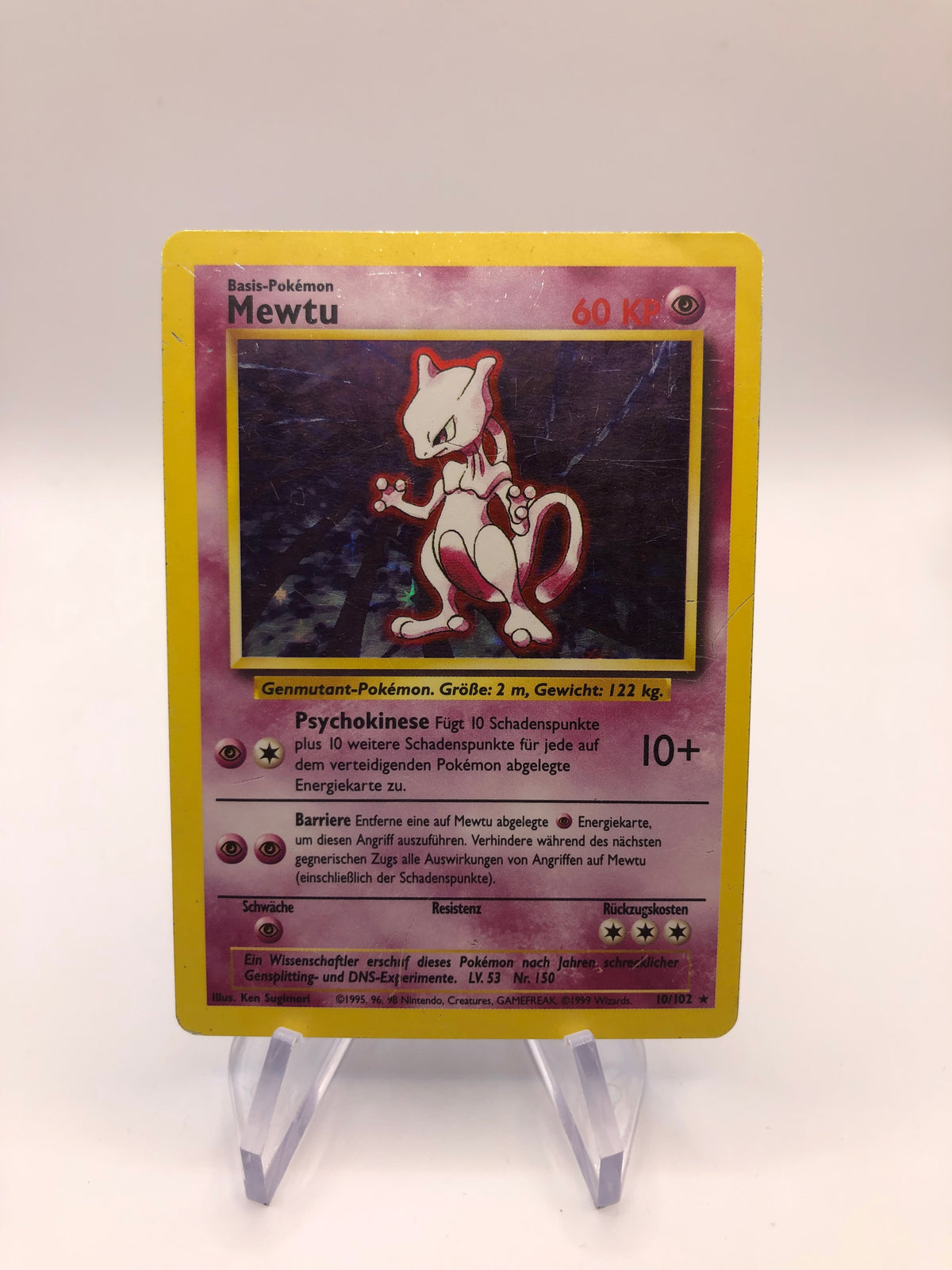 Pokemon Karte Holo Base-Set Mewtu 10/102 Deutsch