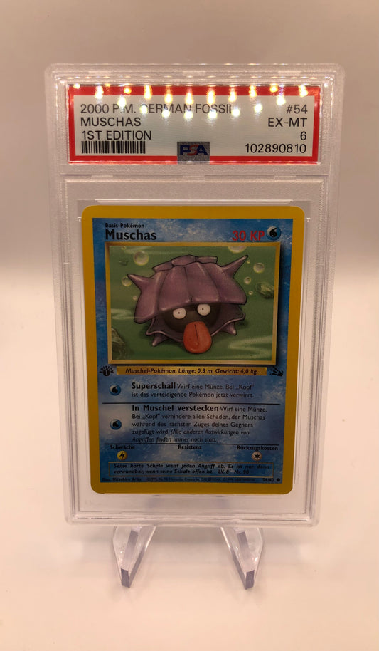 Pokemon Karte PSA 6 1.Edition Muschas 54/62 Deutsch
