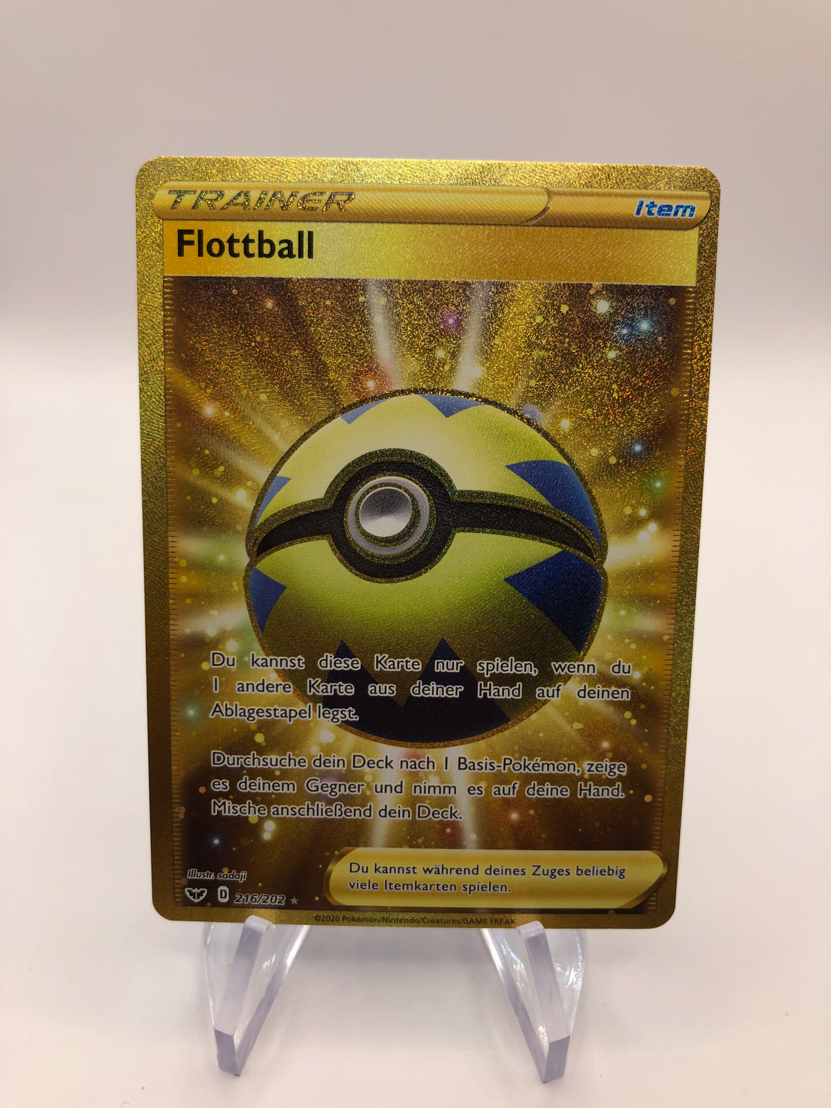 Pokemon Karte Trainer Gold Flottball 216/202 Deutsch