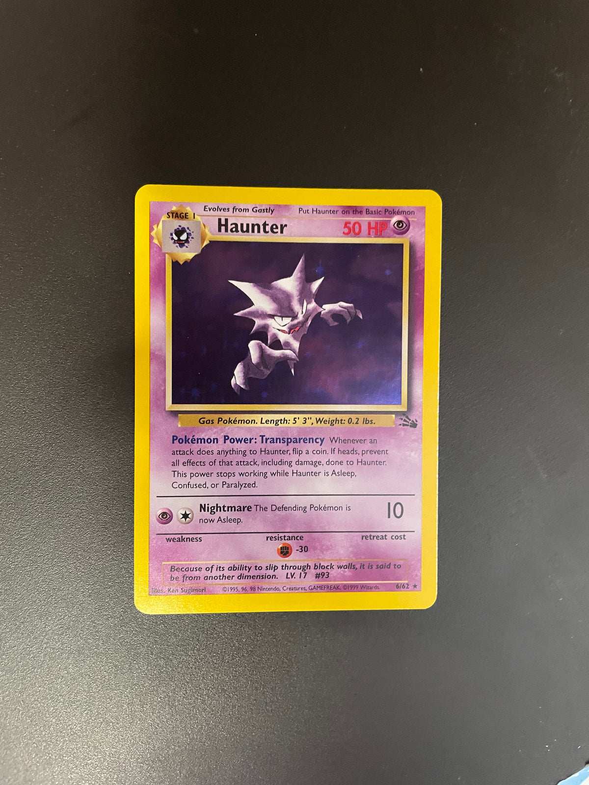 Pokemon Karte Holo Alpollo 6/62 Englisch