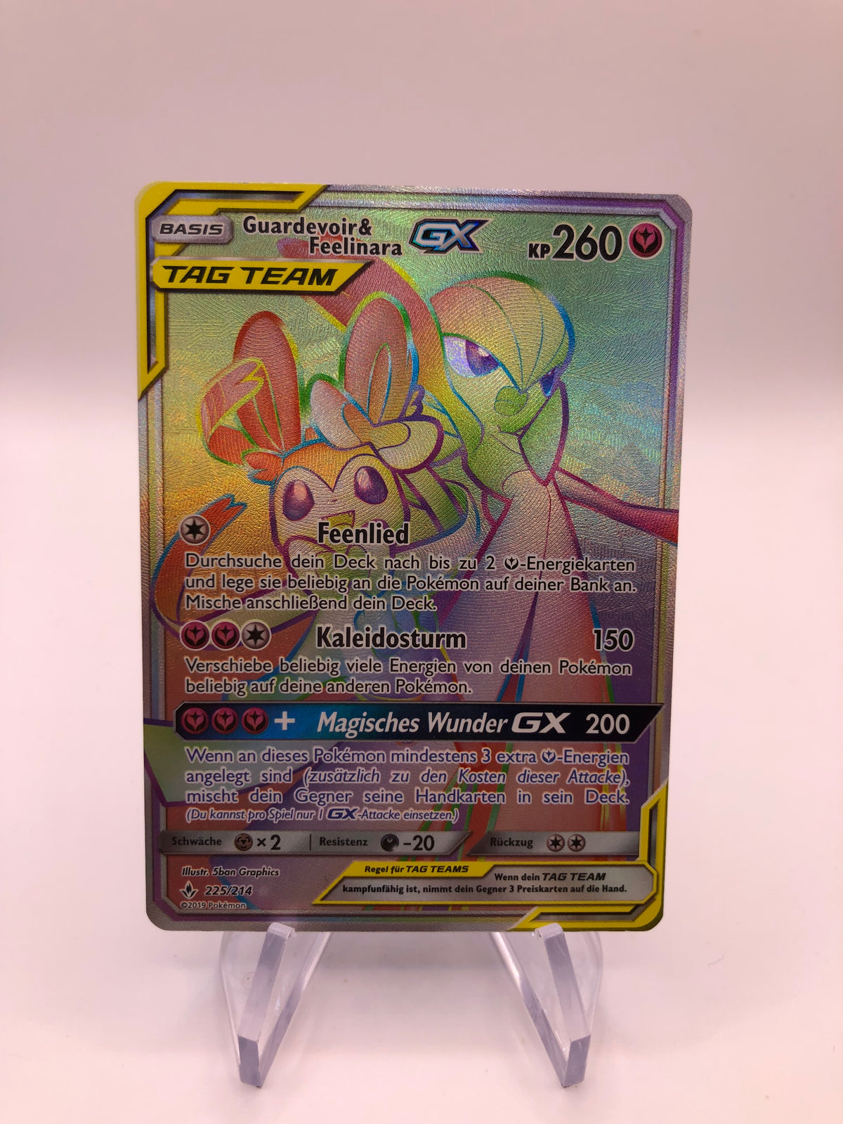 Pokemon Karte GX Tag Team Rainbow Guardevoir&Feelinara 225/214 Deutsch