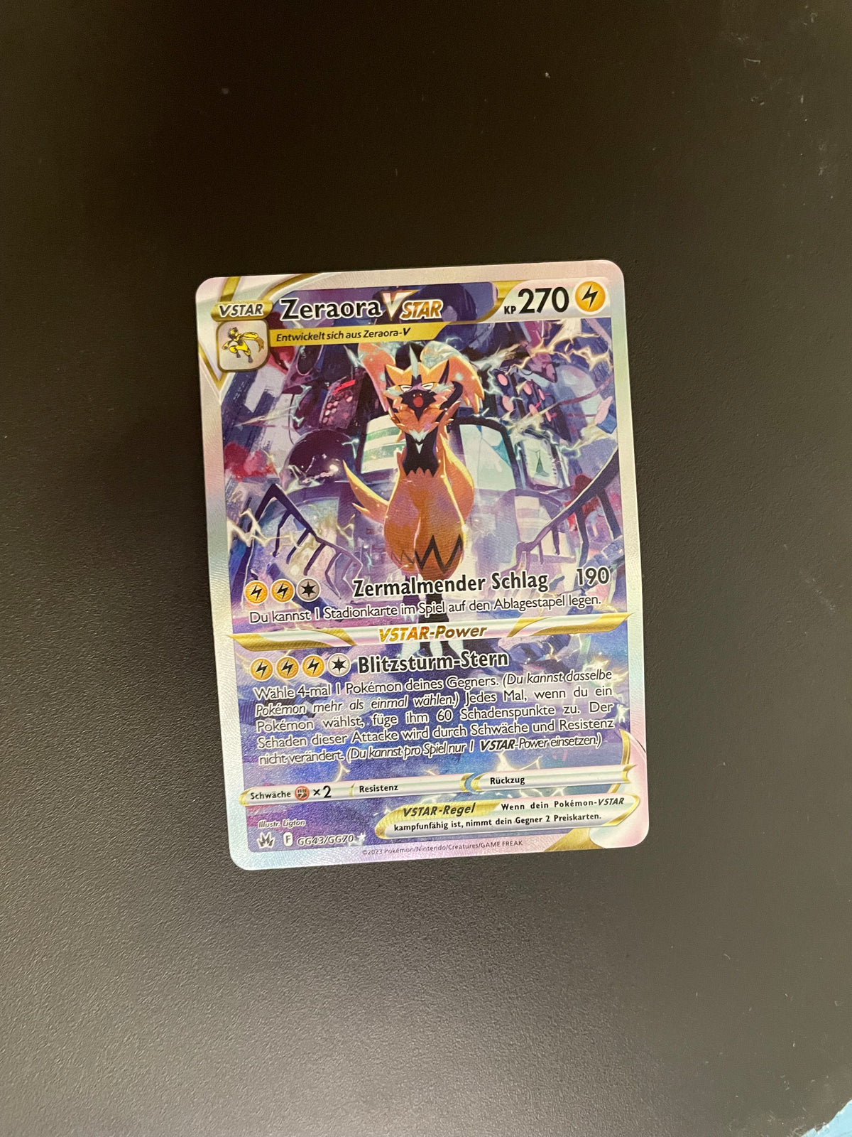 Pokemon Karte Alt-Art Zeraora GG43/GG70 Deutsch