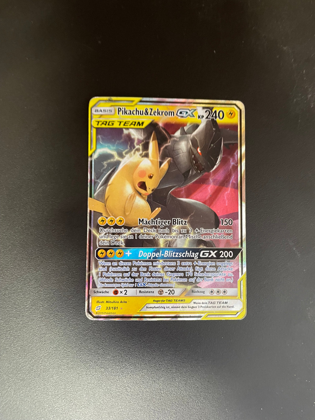 Pokemon Karte Pikachu & Zekrom GX Tagteam  33/181 Deutsch