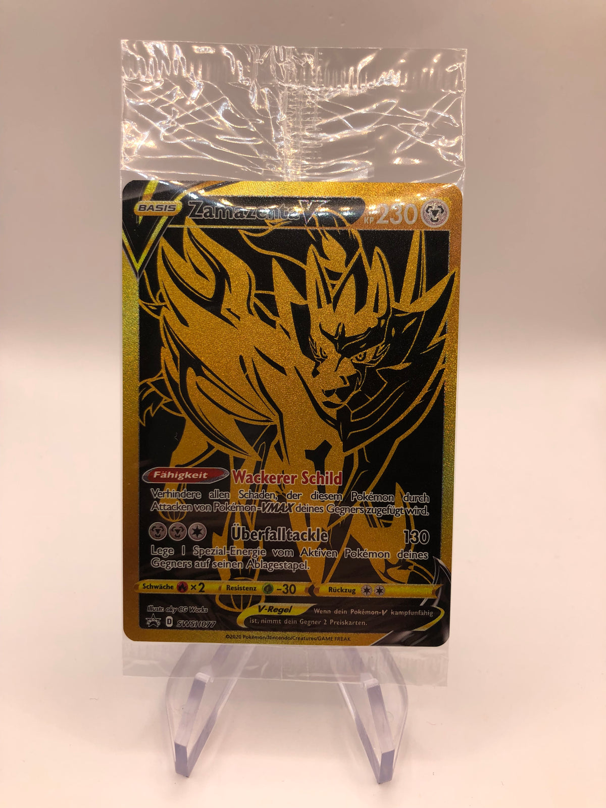 Pokemon Karte OVP V Promo Gold Zamazenta SWSH077 Deutsch