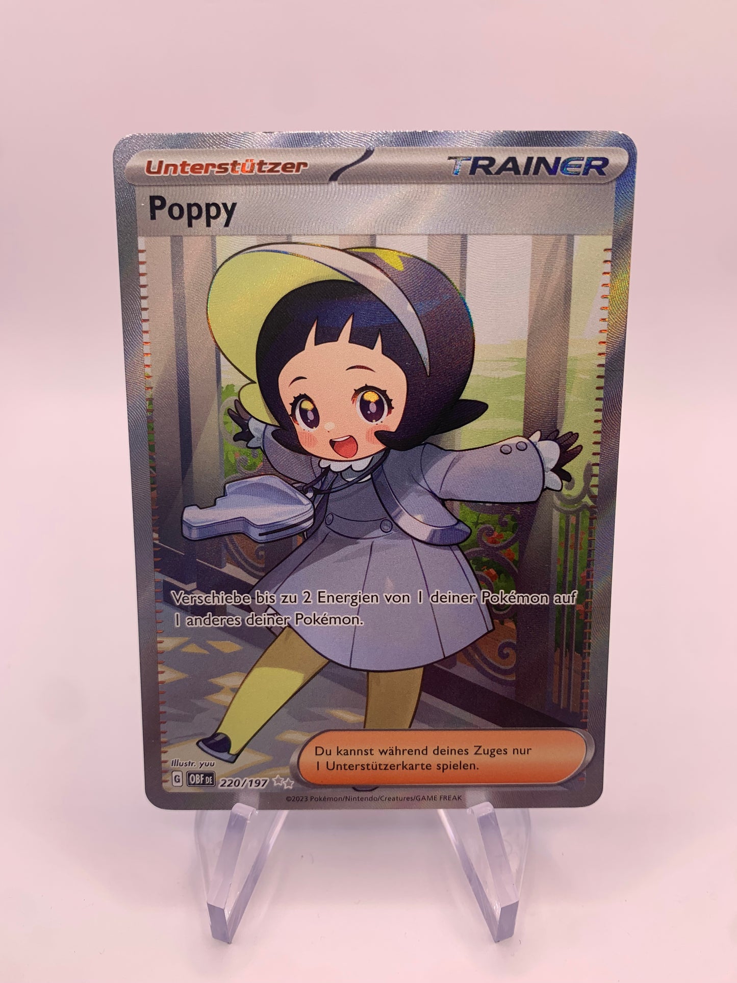Pokemon Karte Trainer Fullart Poppy 220/197 Deutsch