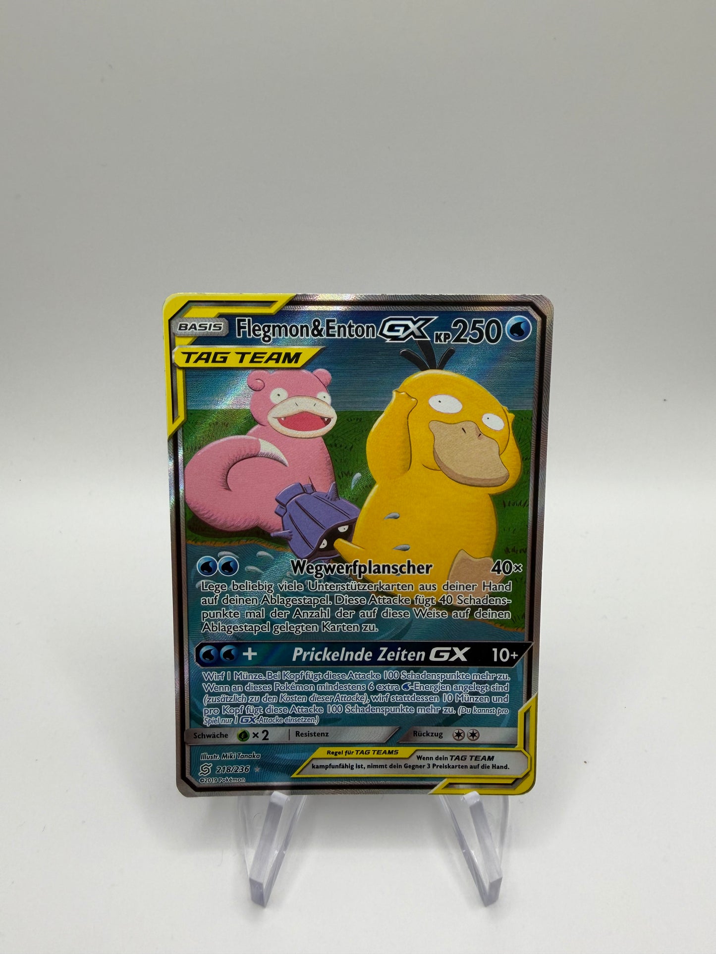 Pokemon Karte GX Tag Team Alt Art Flegmon & Enton 218/236 Deutsch