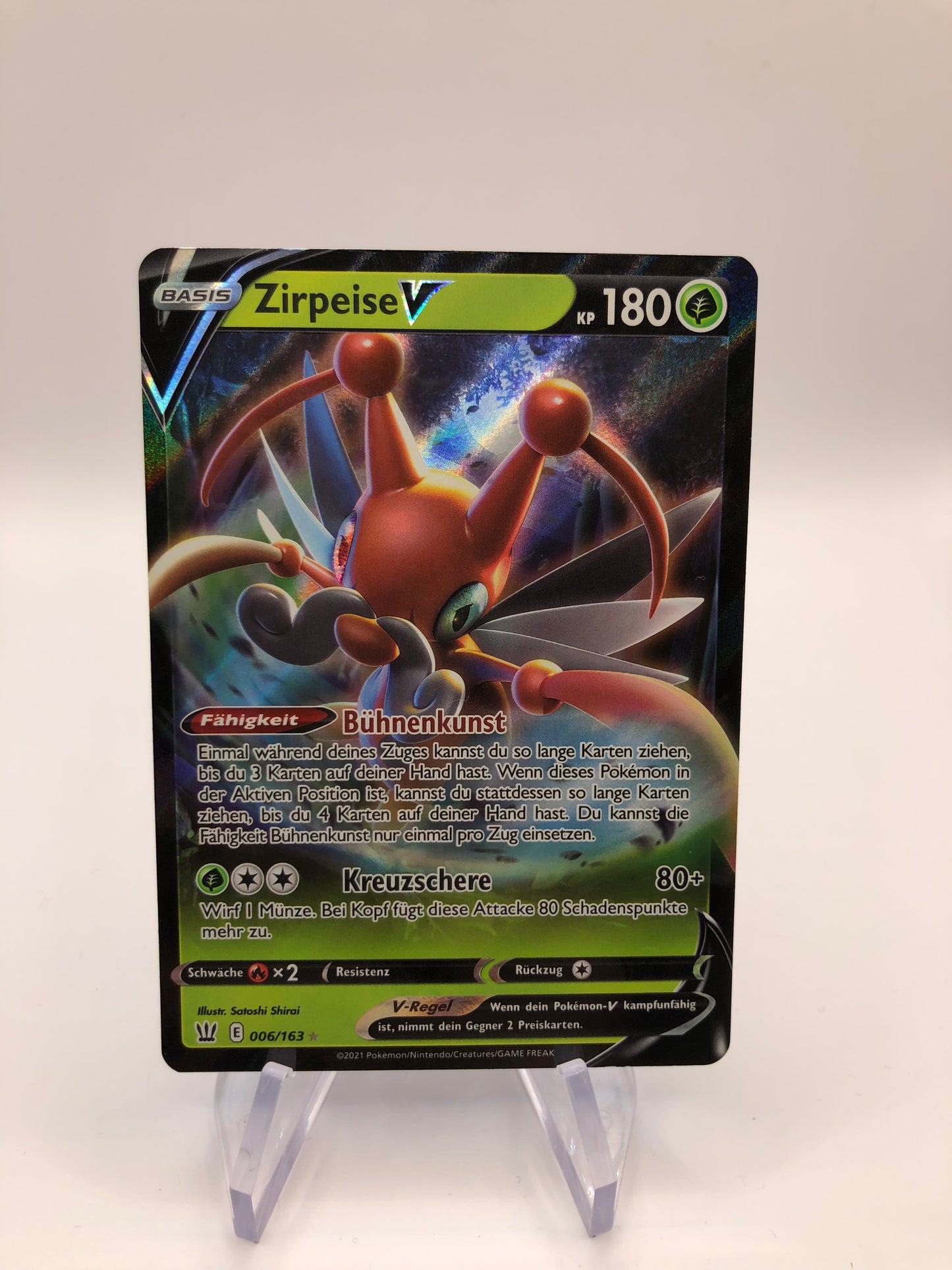 Pokemon Karte V Zirpeise 6/163 Deutsch