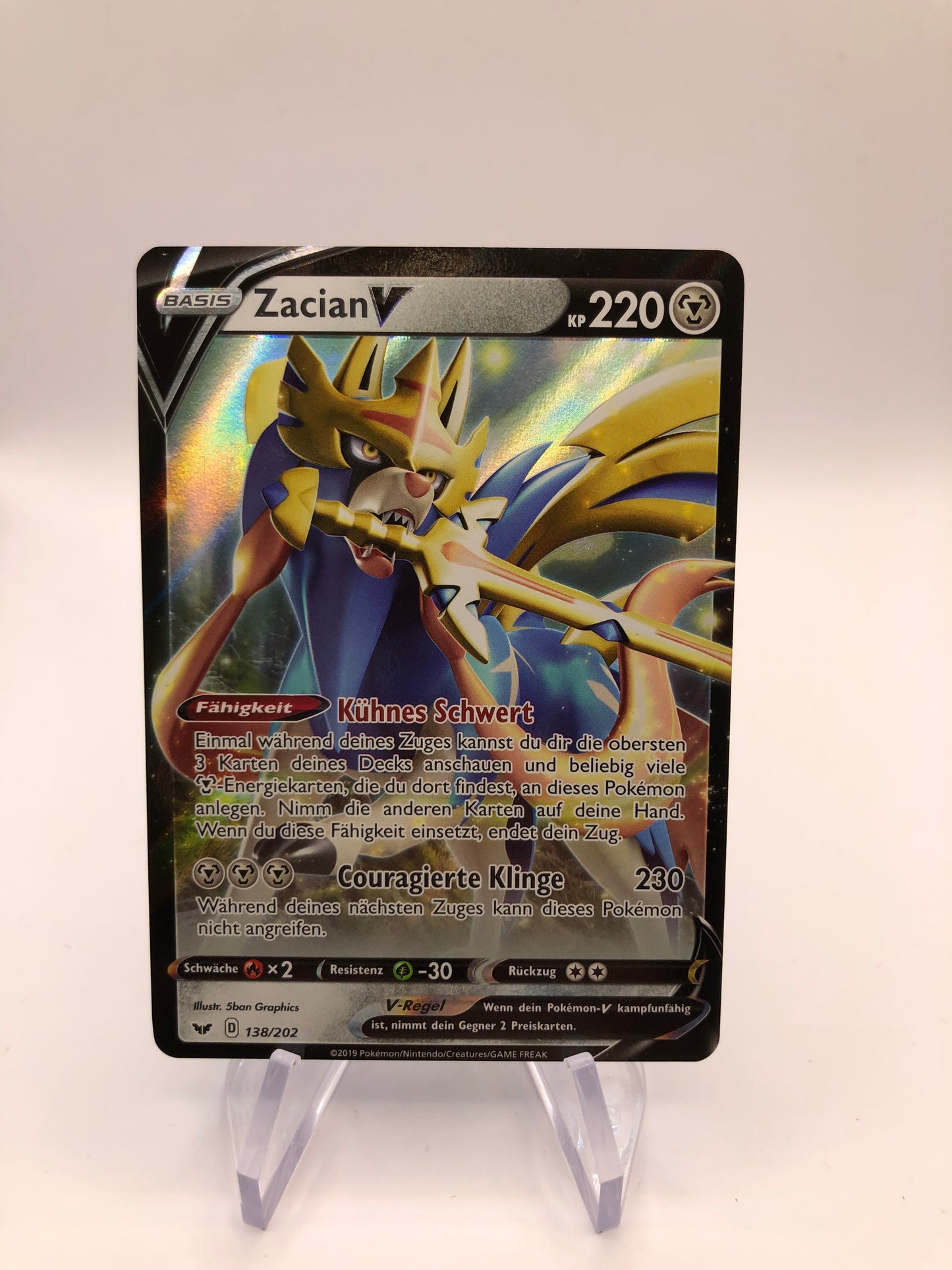 Pokemon Karte V Zacian 138/202 Deutsch
