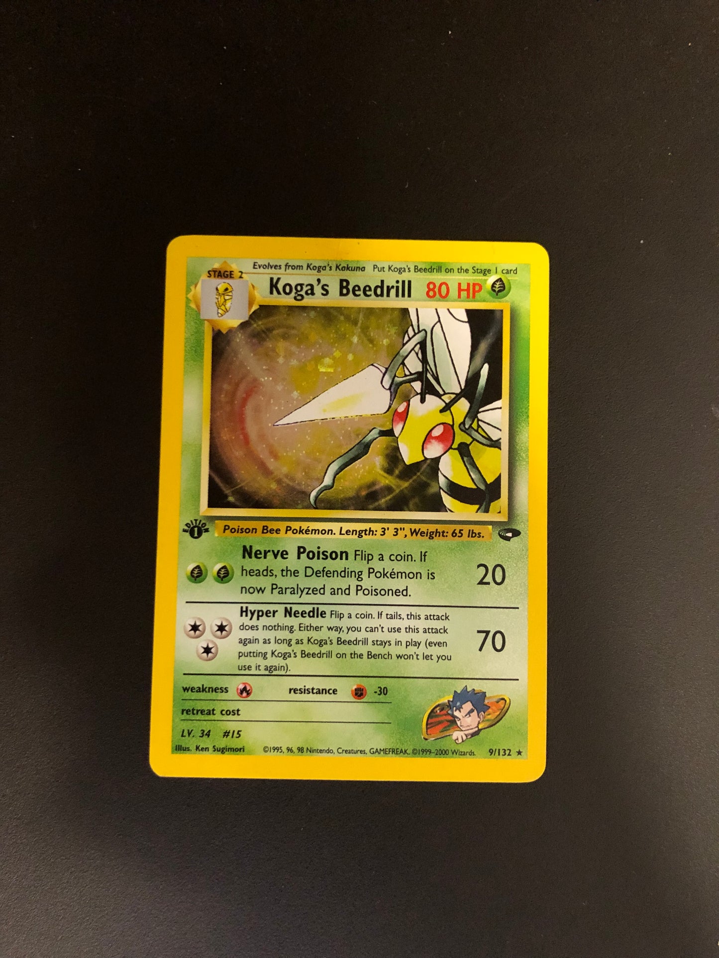 Pokemon Karte 1st Edition Holo Kogas Bibor 9/132 Englisch