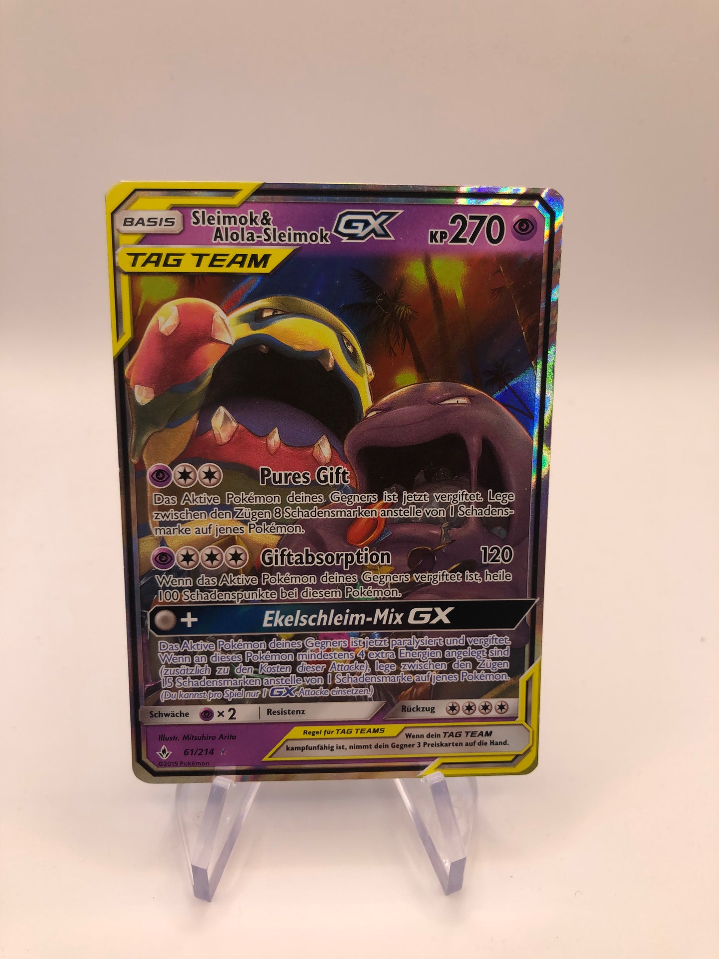 Pokemon Karte Tag Team Sleimok und Alola Sleimok 61/214 Deutsch