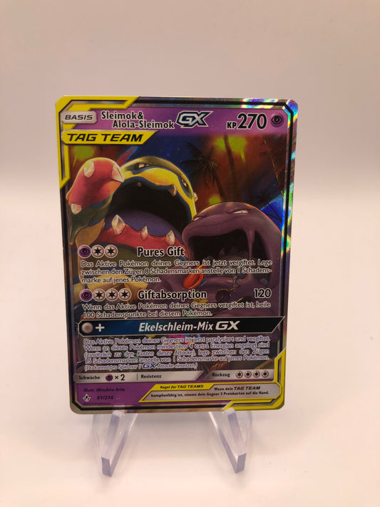 Pokemon Karte Tag Team Sleimok und Alola Sleimok 61/214 Deutsch