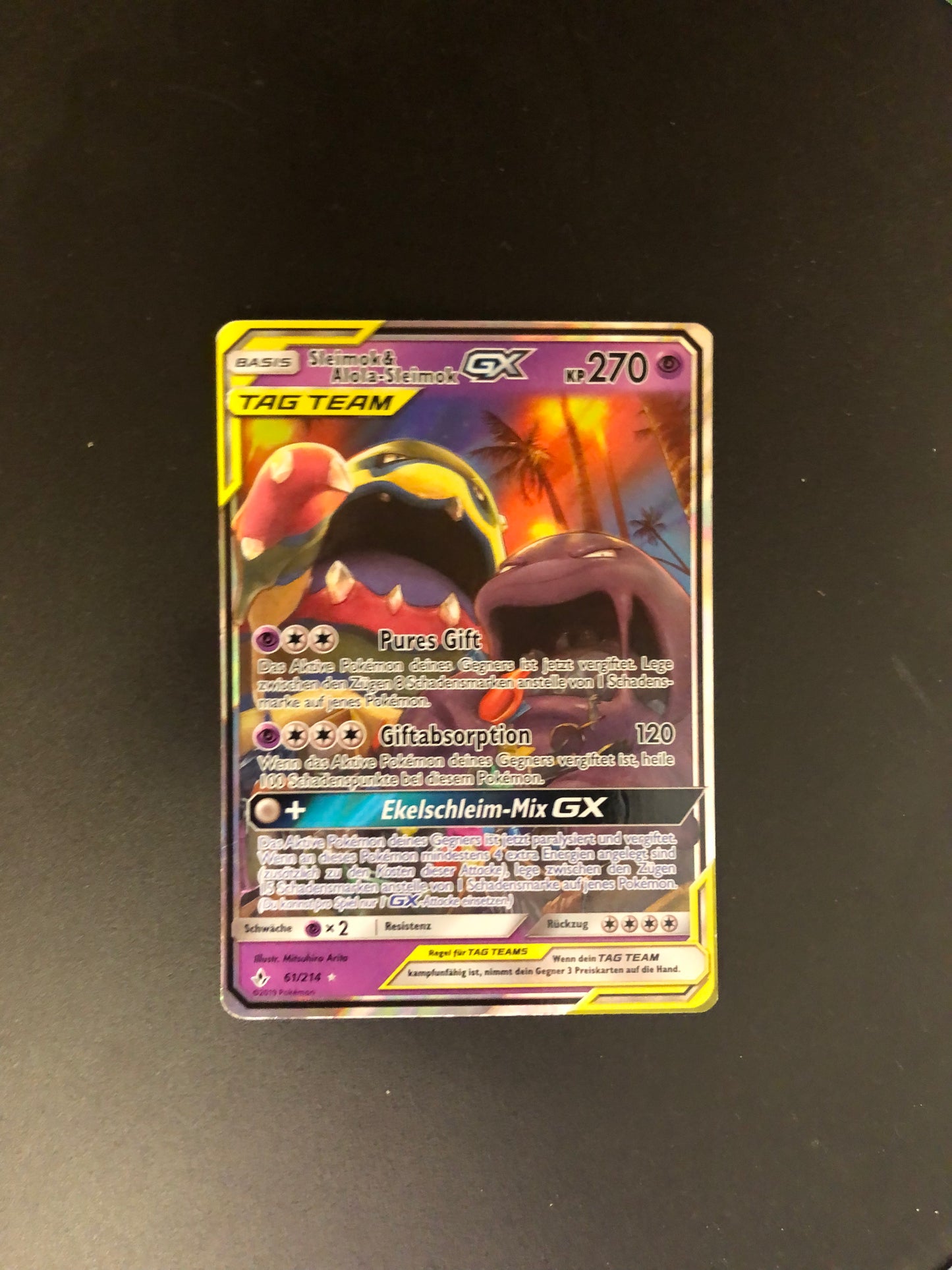 Pokemon Karte Tag Team Sleimok und Alola Sleimok 61/214 Deutsch