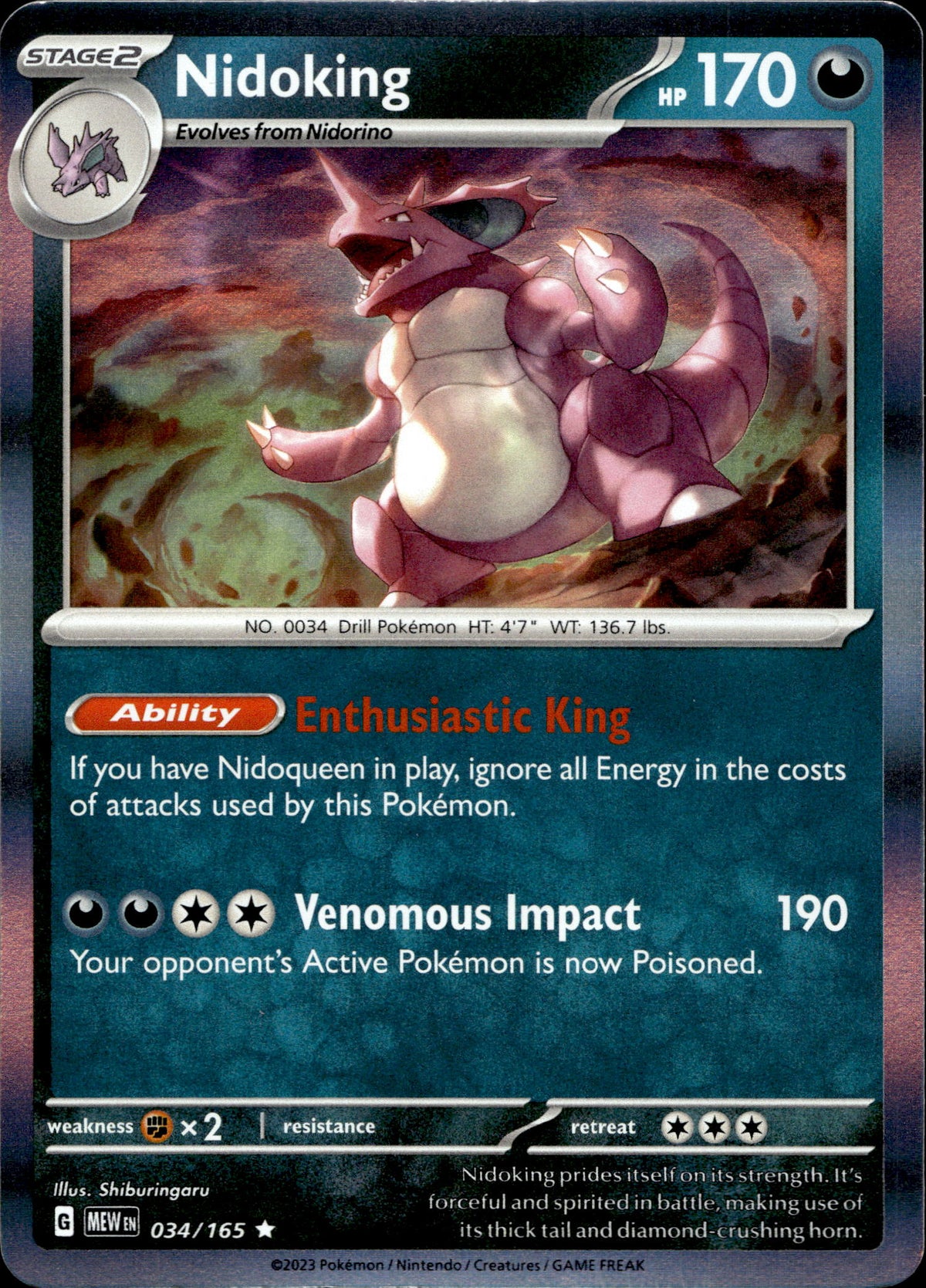 Nidoking 34/165 Holo Englisch – Vorderseite