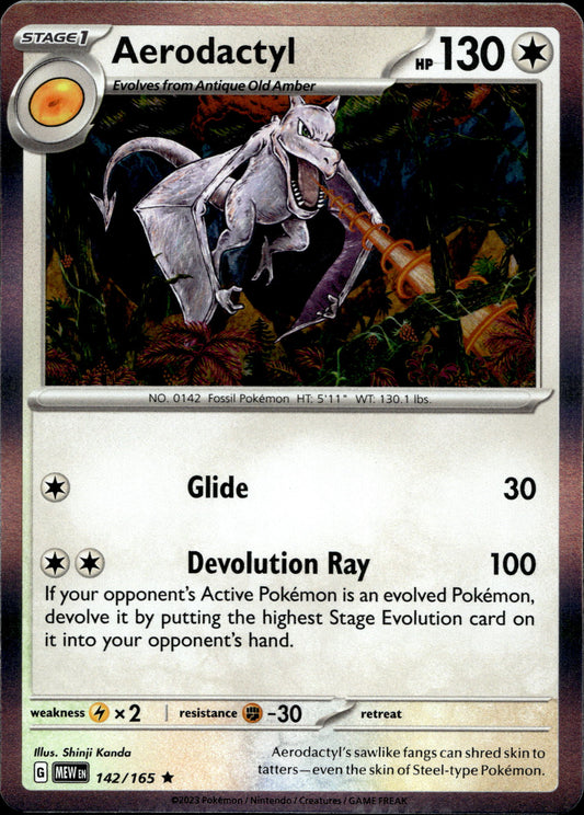 Aerodactyl 142/165 Holo Englisch – Vorderseite