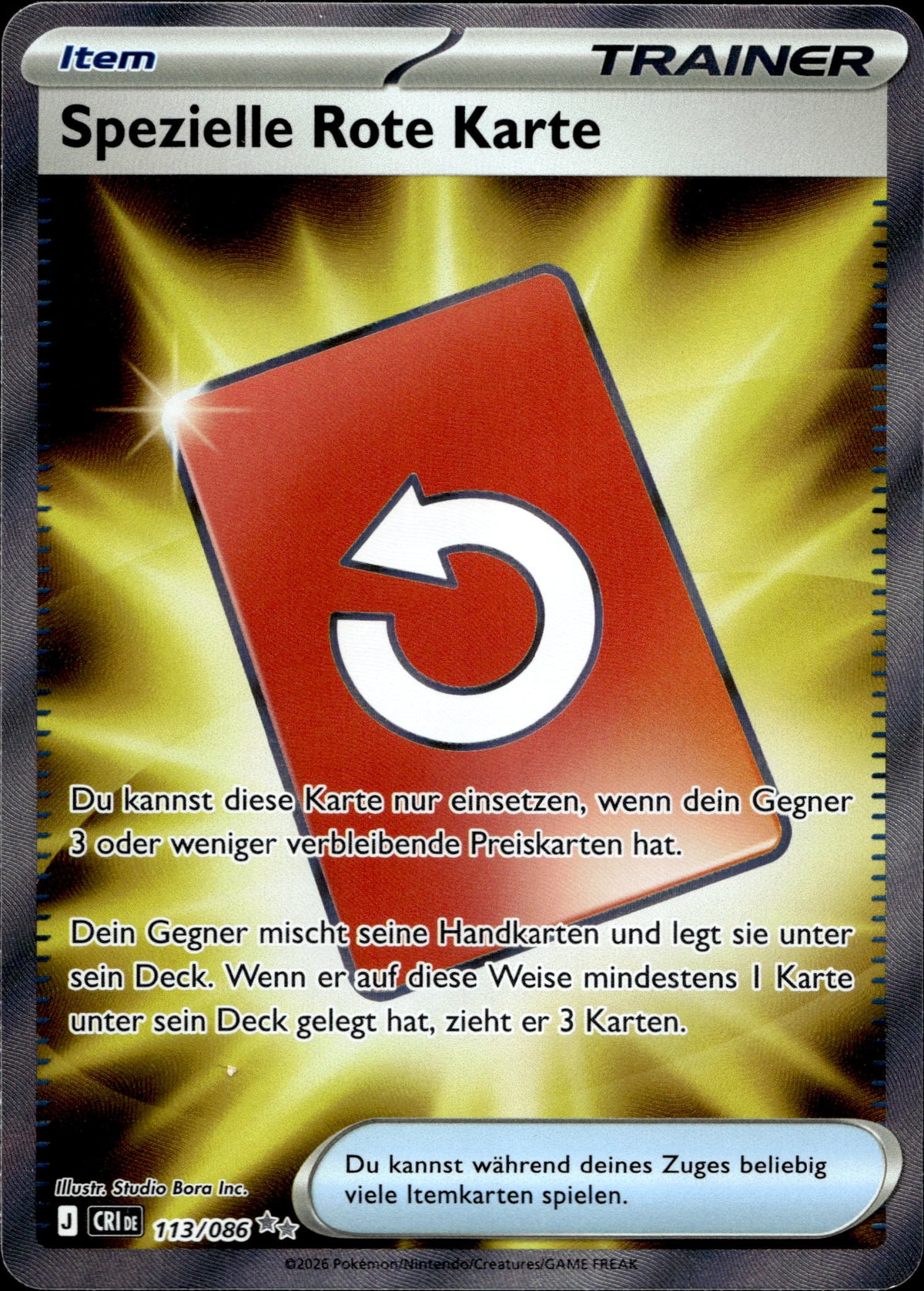 Spezielle Rote Karte 113/86 Deutsch – Vorderseite