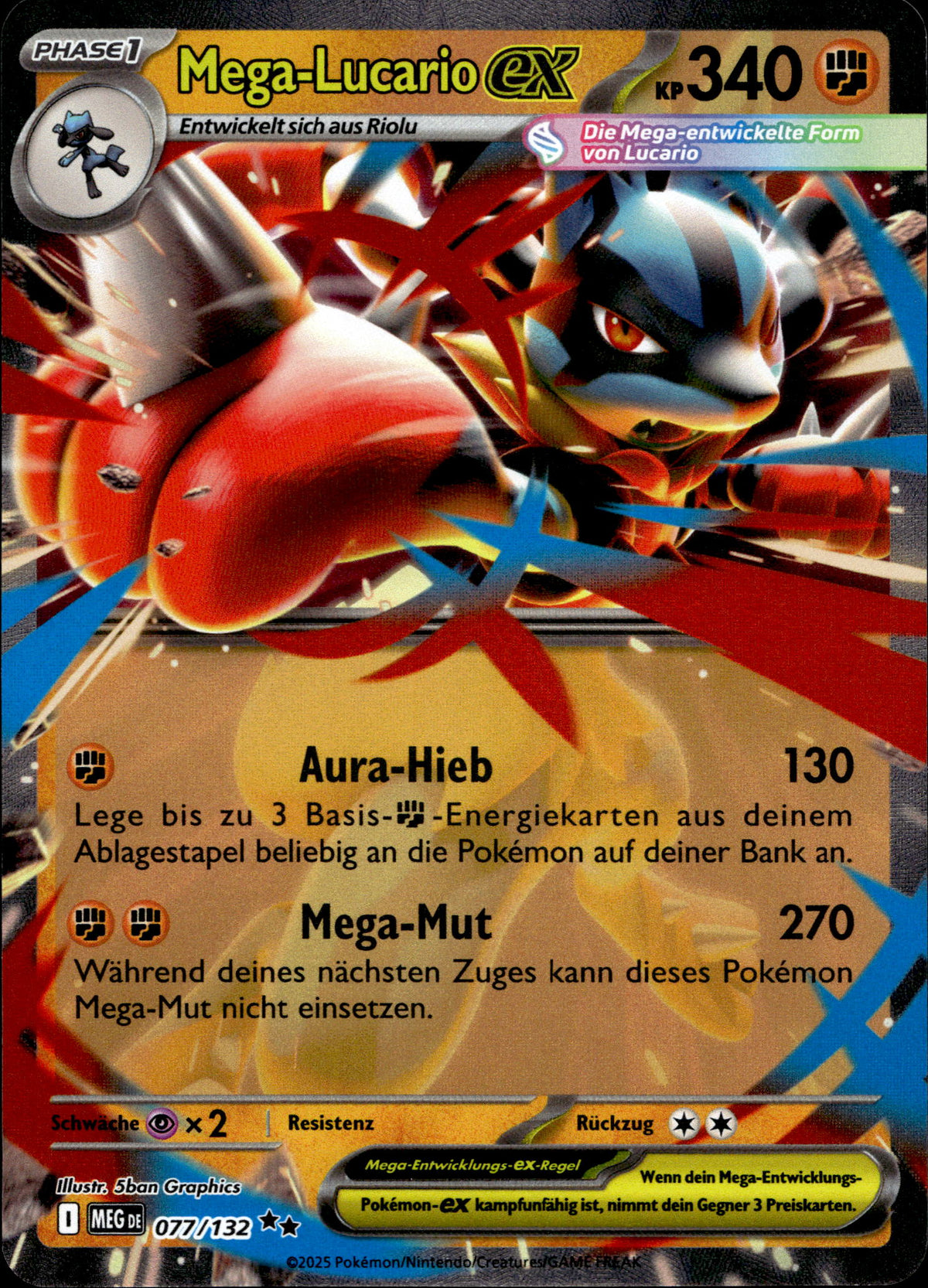 Mega-Lucario ex 77/132 Deutsch – Vorderseite